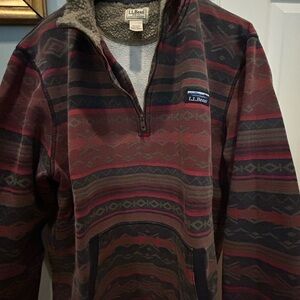 L.L. Bean Red and Gray Fleece Jacket